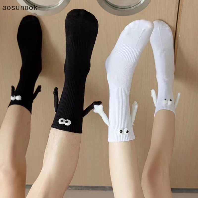 Aosunook Vớ cotton Cổ Cao Tay Hút Nam Châm Màu Trắng Đen unisex