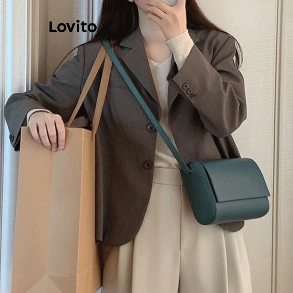 Lovito Áo khoác blazer có nút trơn thông thường dành cho nữ LNA29428