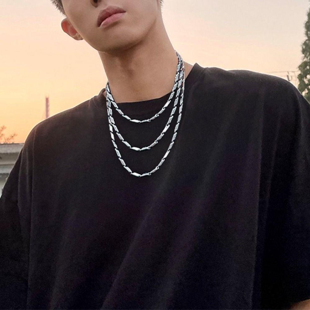 Vòng cổ Thép Titan Mặt Hình Thoi Phong Cách hip hop Đường Phố Hàn Quốc