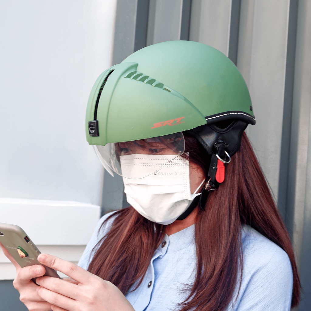 Mũ bảo hiểm 1/2 kính âm - SRT - Lồng ép cao cấp - Siêu thoáng khí