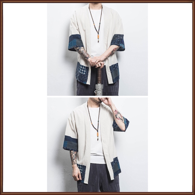 Áo Khoác cardigan cotton linen Tay Lửng Phong Cách Dân Tộc Cho Nam