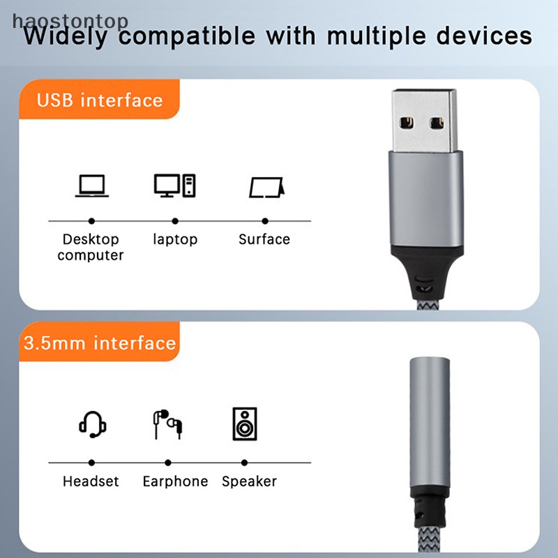 Cáp Chuyển Đổi Âm Thanh haostontop usb Giắc Cắm 3.5mm Chuyên Dụng Cho pc laptop