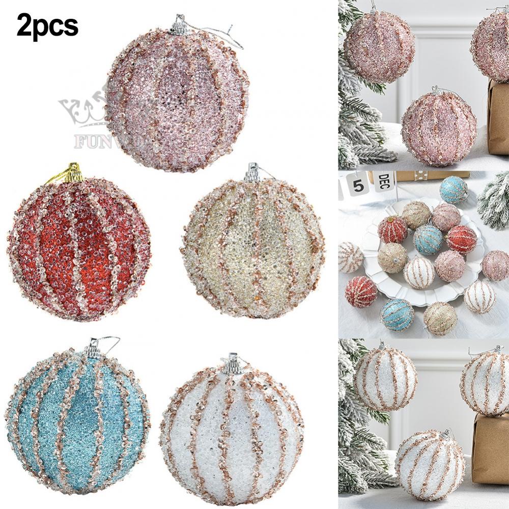Christmas Balls Christmas Tree Hanging Balls Pendant Pink Red Sequined