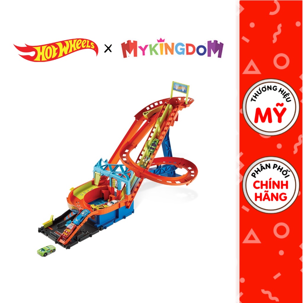 Mô Hình Đồ Chơi Hot  Wheels Bộ Tàu Lượn Siêu Tốc HDP04 tặng ô tô