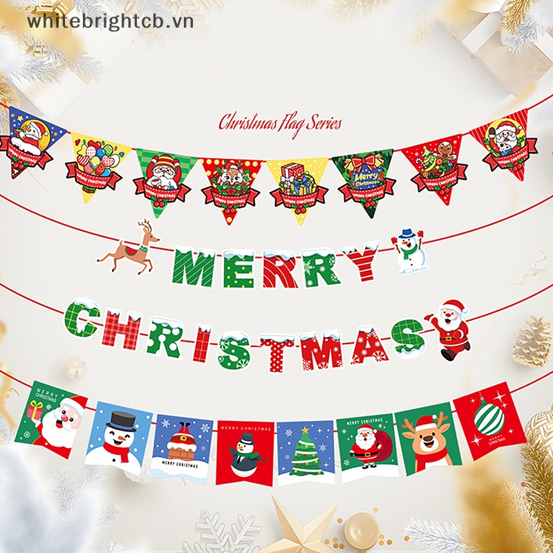 / / 2023 Cờ Giấy Treo Trang Trí Giáng Sinh / Chúc Mừng Năm Mới / Người Tuyết / Ông Già Noel