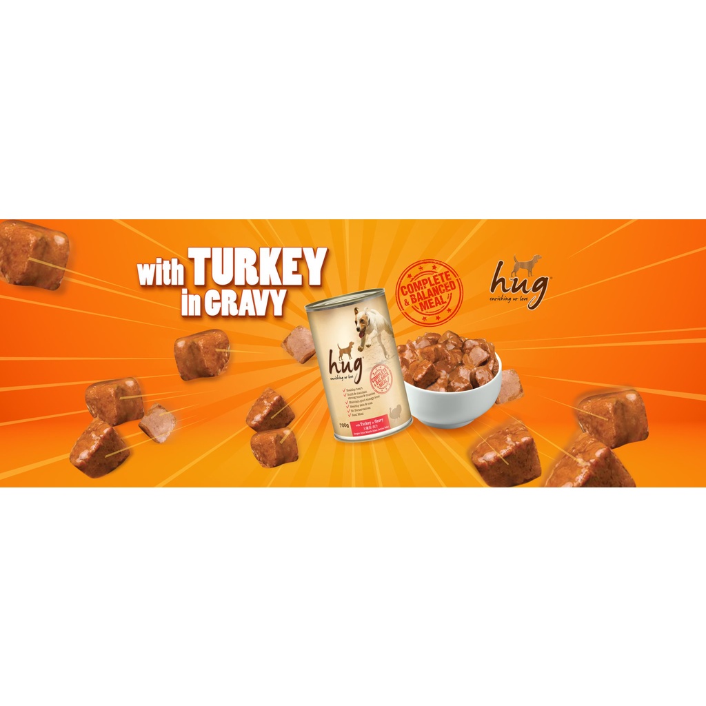 Pate HUG cho chó thức ăn ướt vị gà, bò tươi ngon, đủ dưỡng chất - Lon 400gr Gói 120gr