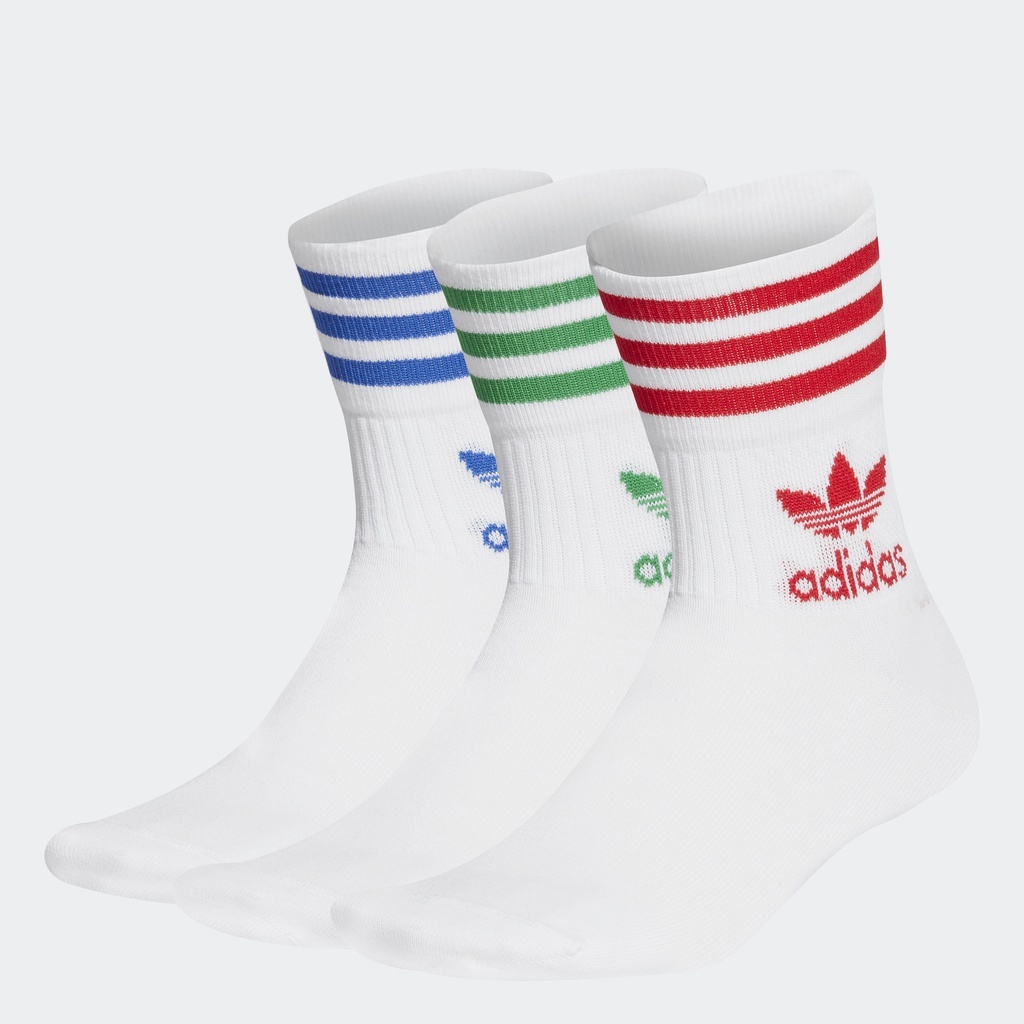 adidas Phong cách sống Bộ 3 đôi tất cổ trung Unisex trắng GG1015