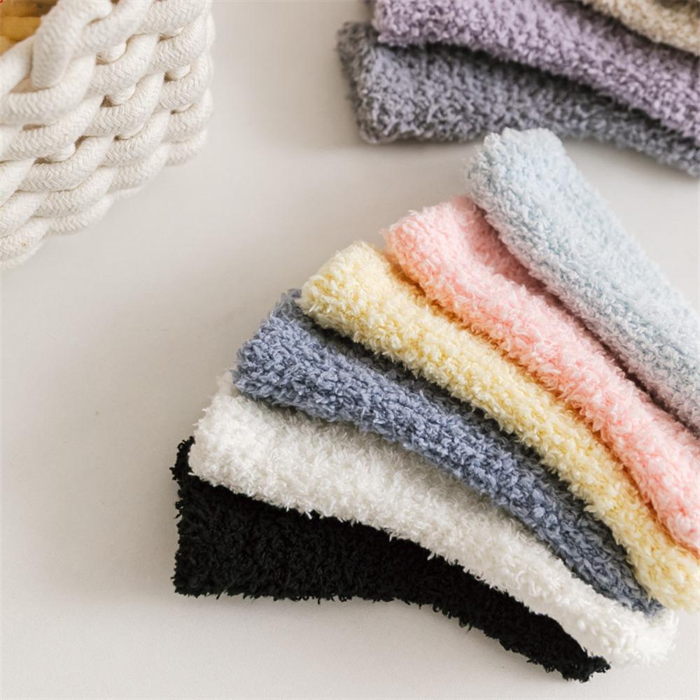 Mihan1 Đôi Vớ Vải Lông Cừu San Hô Mềm Mại Thoáng Khí Chống Trượt Cho Bé