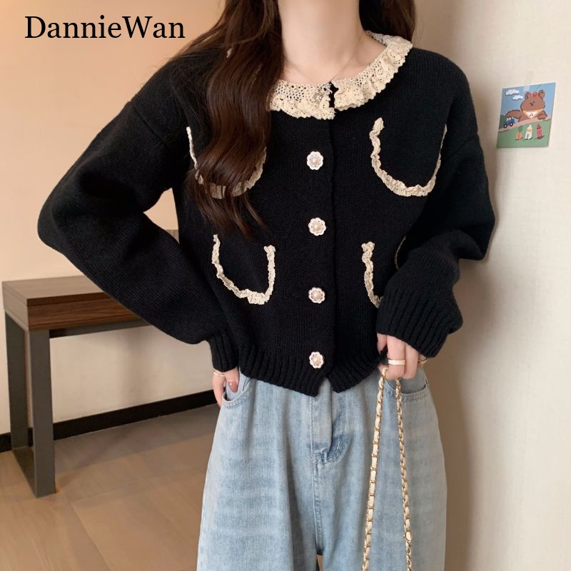DannieWan Áo Len áo khoác cardigan Popular Cute Đơn giản Vintage WMY23A0AAN 41Z231013
