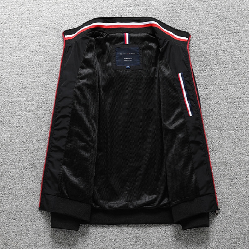 Áo Khoác Gió Thêu logo tommy hilfiger 100% Chính Hãng Phối Lưới Kẻ Sọc Bên Trong Có Khóa Kéo Cho Cặp Đôi