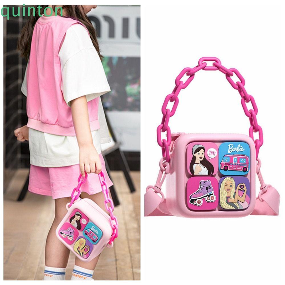 Shanhai Túi Đeo Chéo Vai Hình Búp Bê barbie Hoạt Hình Màu Hồng Có Dây Xích Thời Trang Cho Bé Gái
