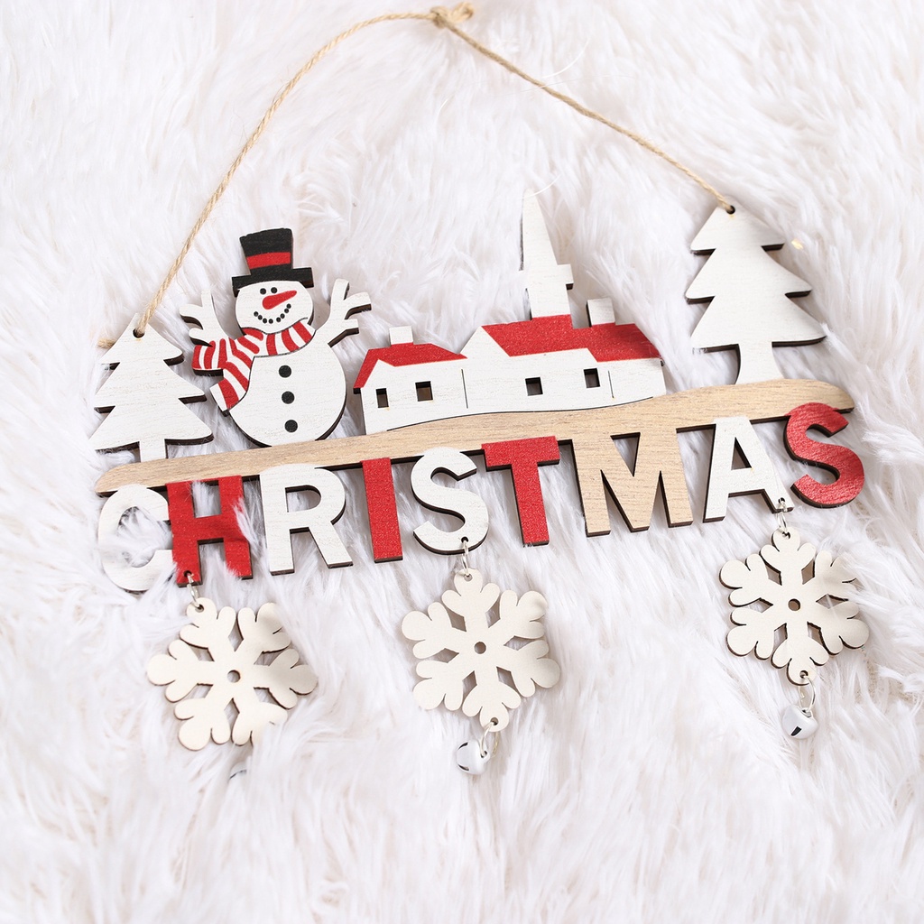 Biển Hiệu Treo Cửa Gỗ Trang Trí Giáng Sinh Hình Ông Già Noel / Người Tuyết / Nai Sừng Tấm