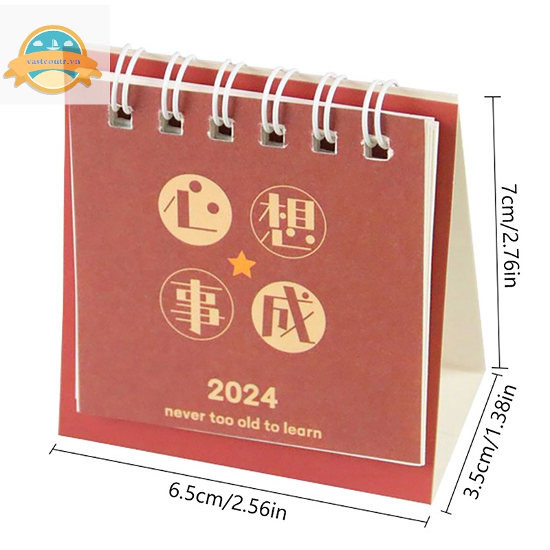 Lịch Để Bàn mini coutr 2024 Dùng Trang Trí Văn Phòng / Trường Học