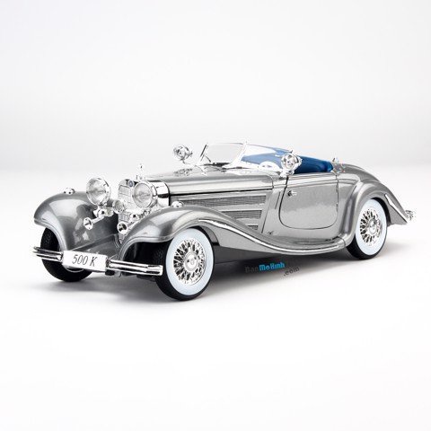 MÔ HÌNH XE MERCEDES-BENZ 500K TYP SPECIAL ROADSTER GREY 1:18 MAISTO tặng kèm ô tô tăng ô tô
