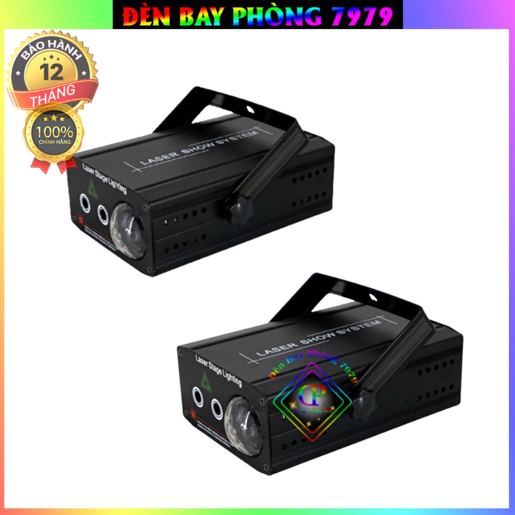 Đèn Laser 3 In 1 Cảm Biến Âm Thanh  Dùng Cho Phòng Karaoke, Bar, Sân khấu. Đèn Led Nhập Khẩu Cao Cấp