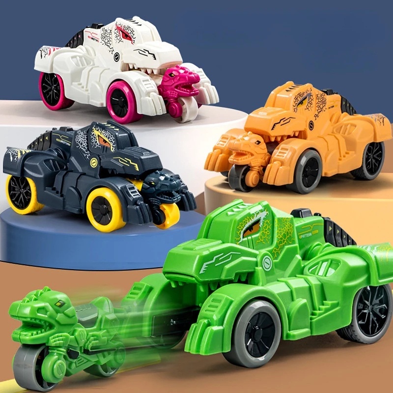 Xe ô tô địa hình khủng long chạy đà quán tính bắn ra mô tô tốc độ cao phát triển trí thông minh cho bé yk