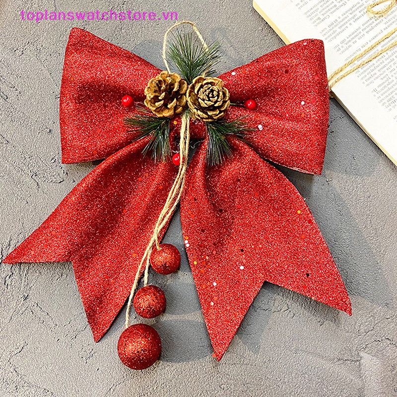 Toplanswatchstore Nơ Ruy Băng Hình Nón Lớn Màu Vàng Đỏ Lấp Lánh Trang Trí Cây Thông Noel vn