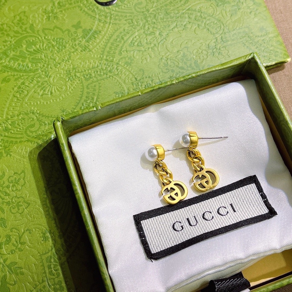 Bông Tai Gucci Bằng Thép Titan Chống Thấm Nước Không Gỉ Hình Chữ gg Đôi Thời Trang Cho Nữ