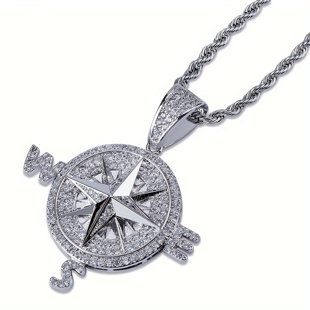 Mới Vòng cổ Mặt La Bàn Phong Cách hip hop Cá Tính Cho Nam