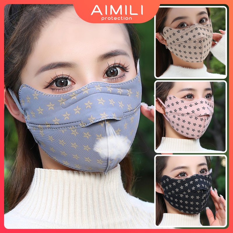 Bộ 2 Khẩu Trang Dày 3d Chống Lạnh Giữ Ấm Mùa Thu Đông Cho Nữ