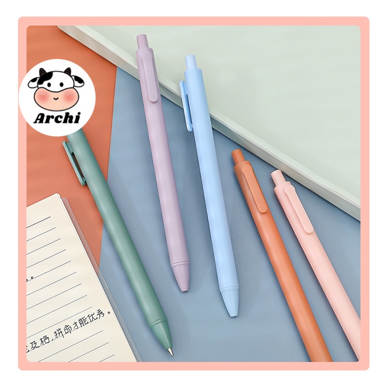 Bút bi bấm mực đen dễ thương cute ngòi 0.5mm màu pastel .