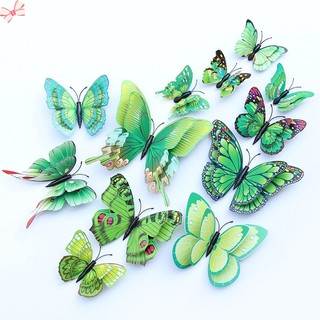 Set 12 bươm bướm 3d dán trang trí tiệc sinh nhật / đám cưới