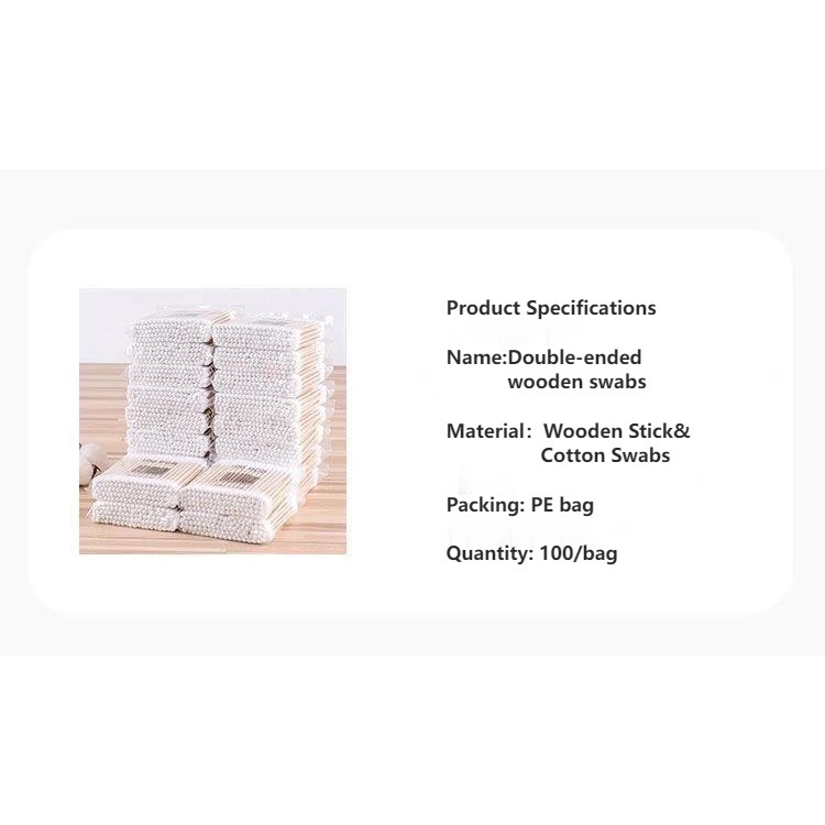 Bịch tăm bông 100 que thân gỗ thân thiện với môi trường