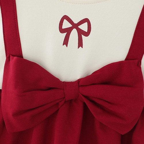 Váy Tiểu Thư Tay Phồng Đính Nơ Màu Đỏ Chất Cotton Cho Bé Gái 1 2 3 4 5 Tuổi MINTSCLOSET Mint's Closet - GV0149