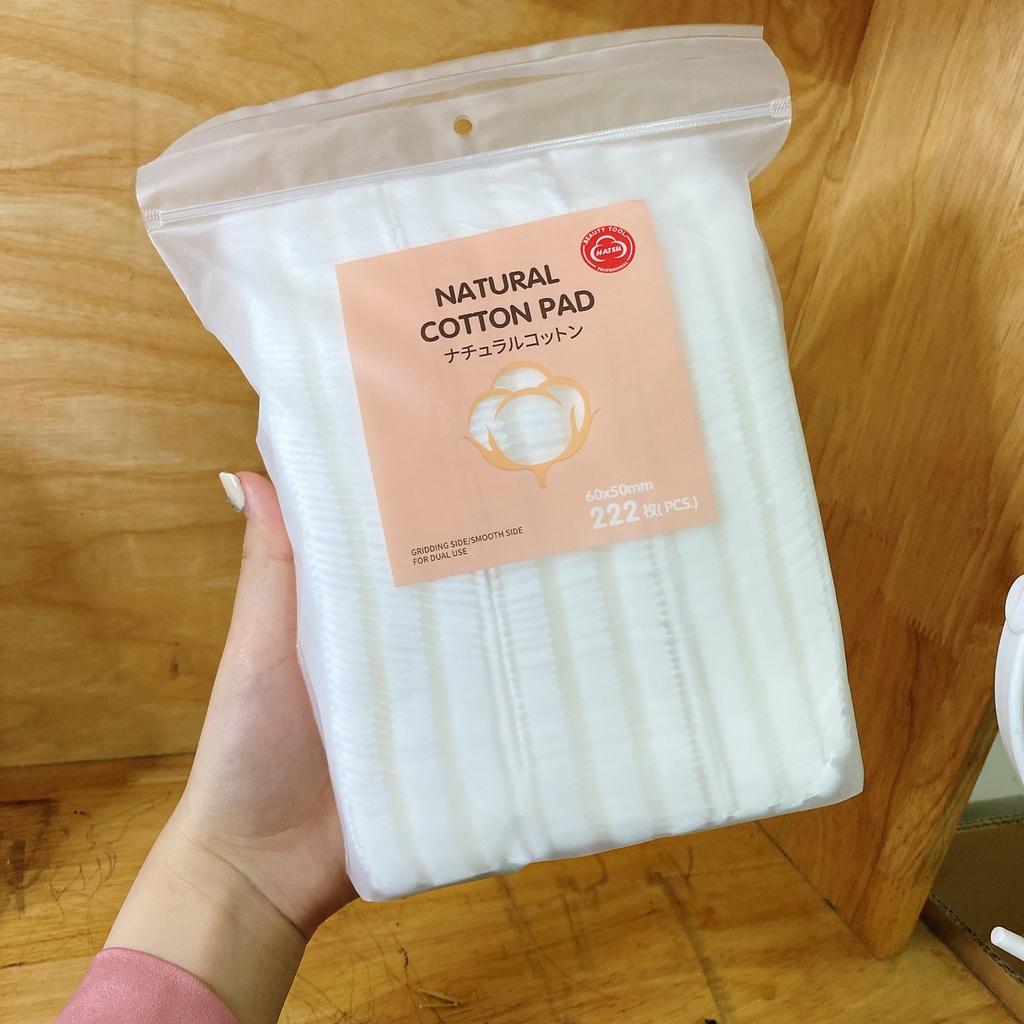 Bông tẩy trang Natural Cotton Pads 222 miếng Nhật Bản Cotton Tự Nhiên