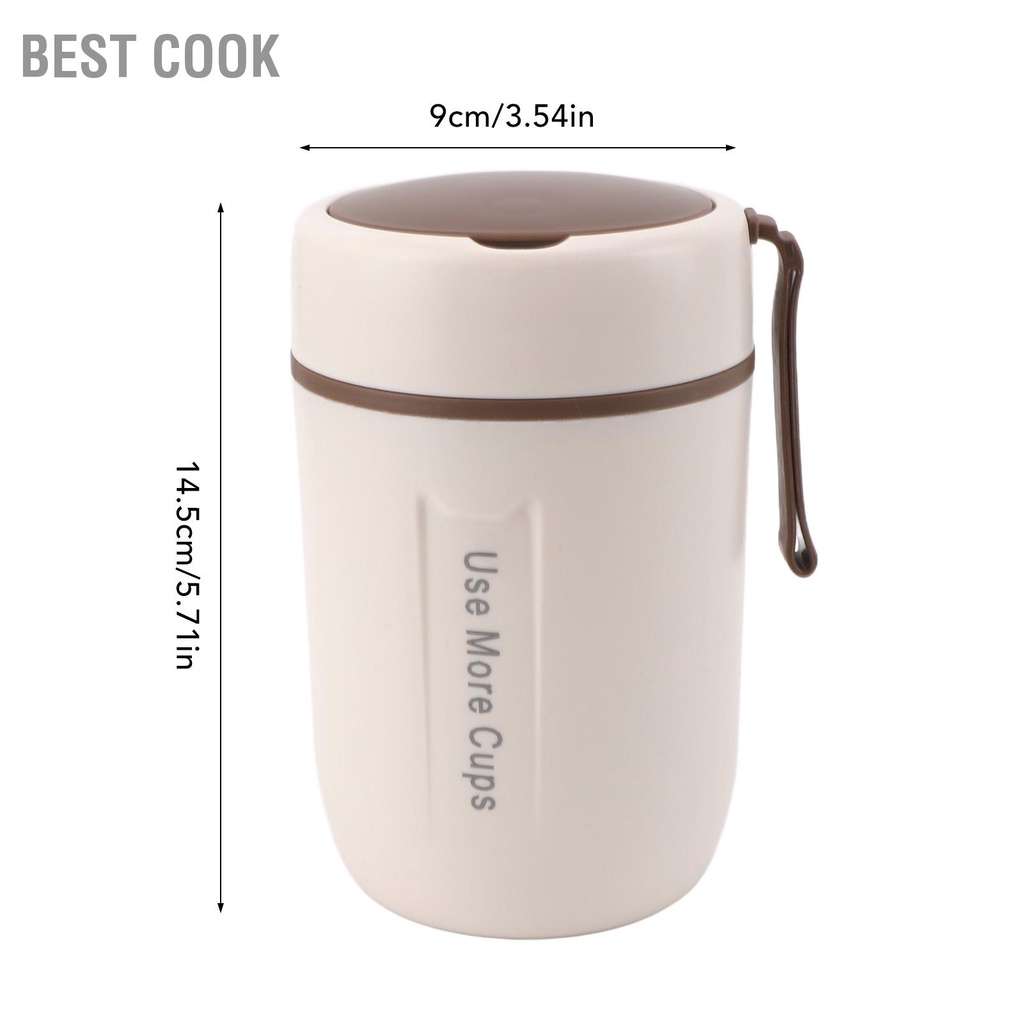 Best cook Bình đựng thức ăn cách nhiệt 600ml có nắp đậy an toàn kèm thìa Cốc súp giữ chống rò rỉ bằng thép không gỉ 304 cho bé trai gái