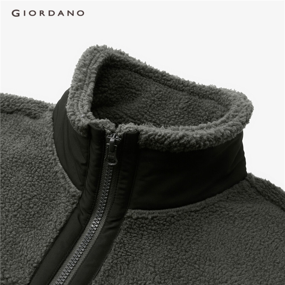 GIORDANO MEN Sherpa fleece collage pocket stand collar jacket 01073866