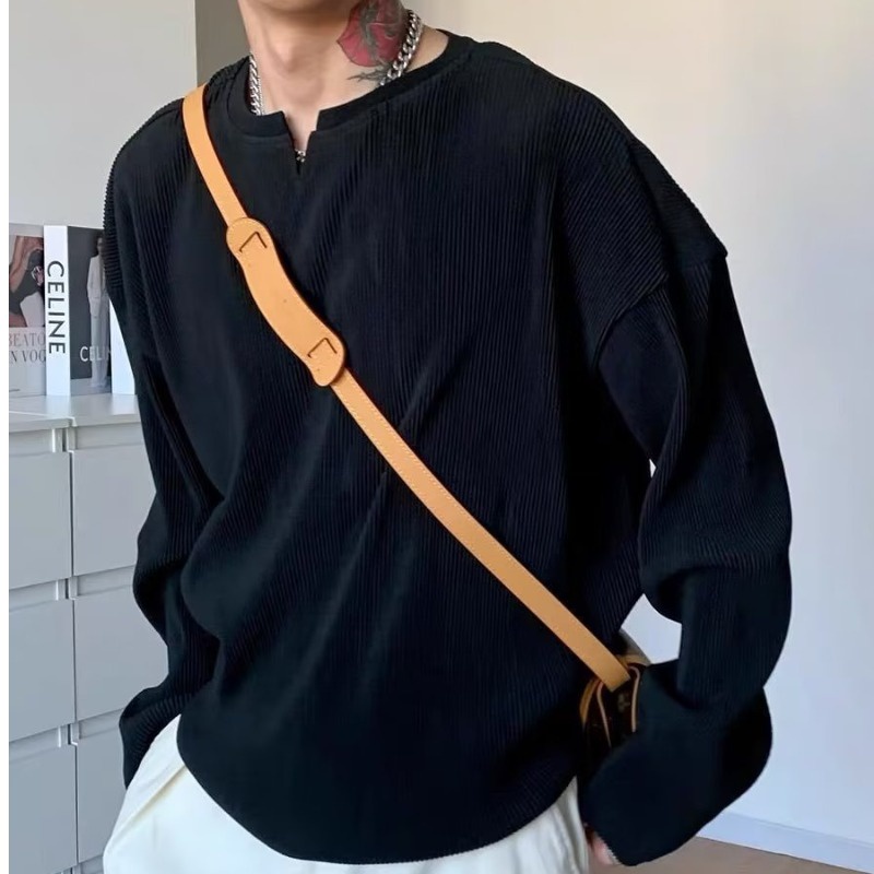 Áo Thun Dài Tay Màu Trơn Đơn Giản Thời Trang Cho Nam