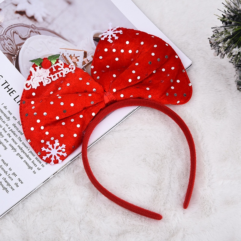 Băng Đô Nơ Cài Tóc Phong Cách Giáng Sinh Cho Người Lớn Và Trẻ Em