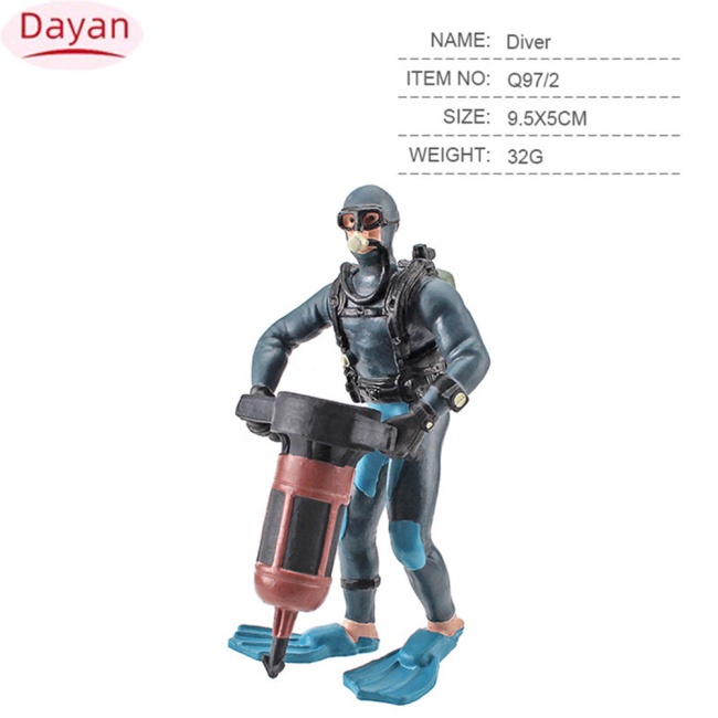 Ưu đãi trong thời gian có hạn!! Mô phỏng bằng nhựa rắn Mô hình thợ lặn Hình dạng thực tế Dưới nước Explorer Đồ chơi búp bê Đồ nội thất gia đình Đồ trang trí