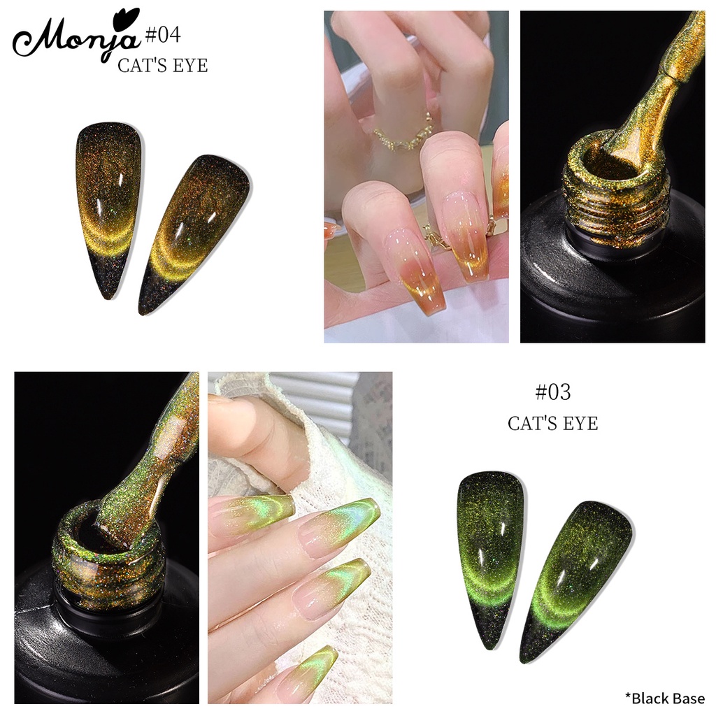 Monja gel Mắt Mèo 10ml Có Nam Châm Đính Kim Tuyến Lấp Lánh Trang Trí Móng Tay Nghệ Thuật