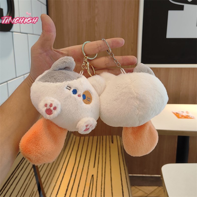 Móc Khóa Xe Hơi / Túi Xách Hình Mèo Nhồi Bông Mềm Mại Đáng Yêu diy