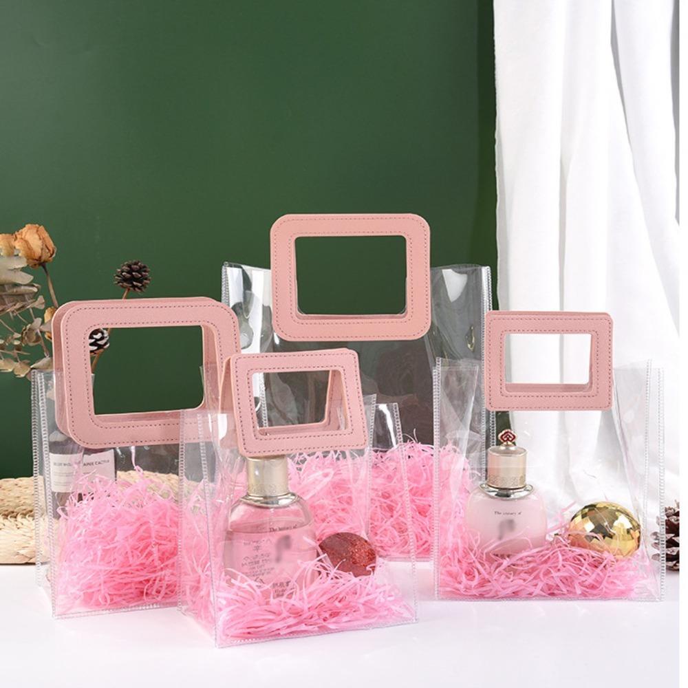 LLCY Túi tote Bằng pvc Trong Suốt Hình Tròn / Vuông Có Tay Cầm Chống Nước