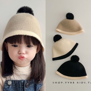  Mũ bucket Dệt Kim Đính Quả Bông Dày Dặn Thời Trang Thu Đông Cho Bé Gái 