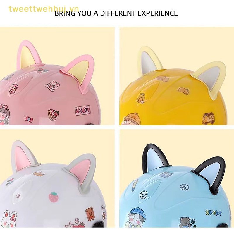 Miếng Dán Trang Trí Mũ Bảo Hiểm Hai Màu Hình Tai Mèo vn