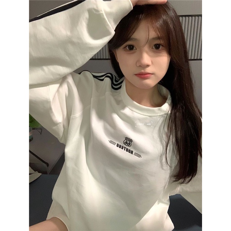 Áo sweater ROUTEGG tay phối unisex nam nữ form rộng chất nỉ dày dặn siêu cute