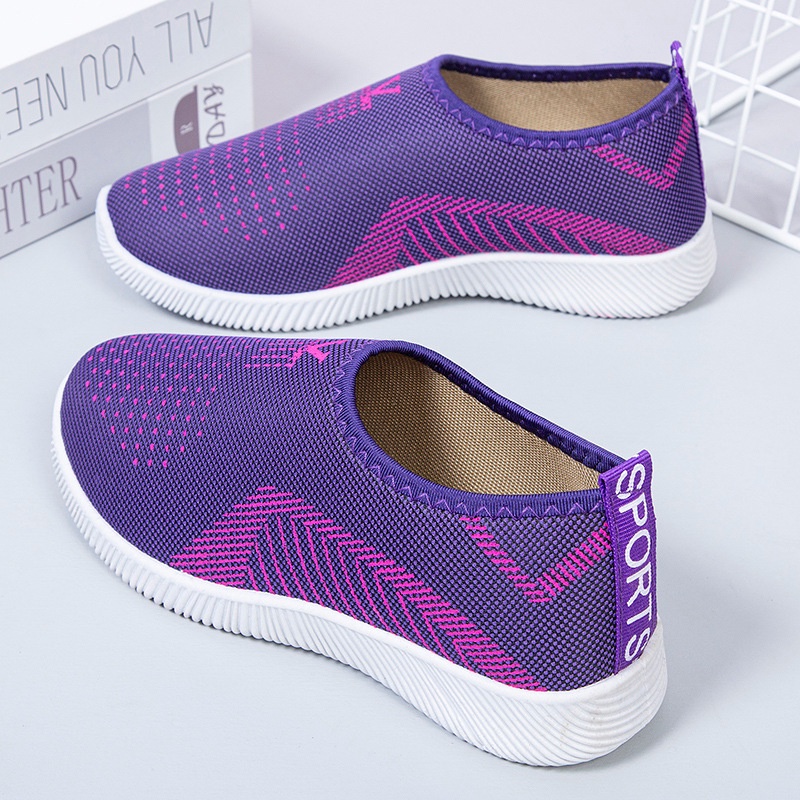 CHZK vải giày lưới vải thoáng khí đi bộ giày đế phẳng bình thường làm việc mẹ giày thể thao