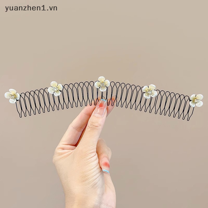 Lược Nhựa Cài Tóc Đính Hoa Và Ngọc Trai Phong Cách vintage Cho Nữ vn