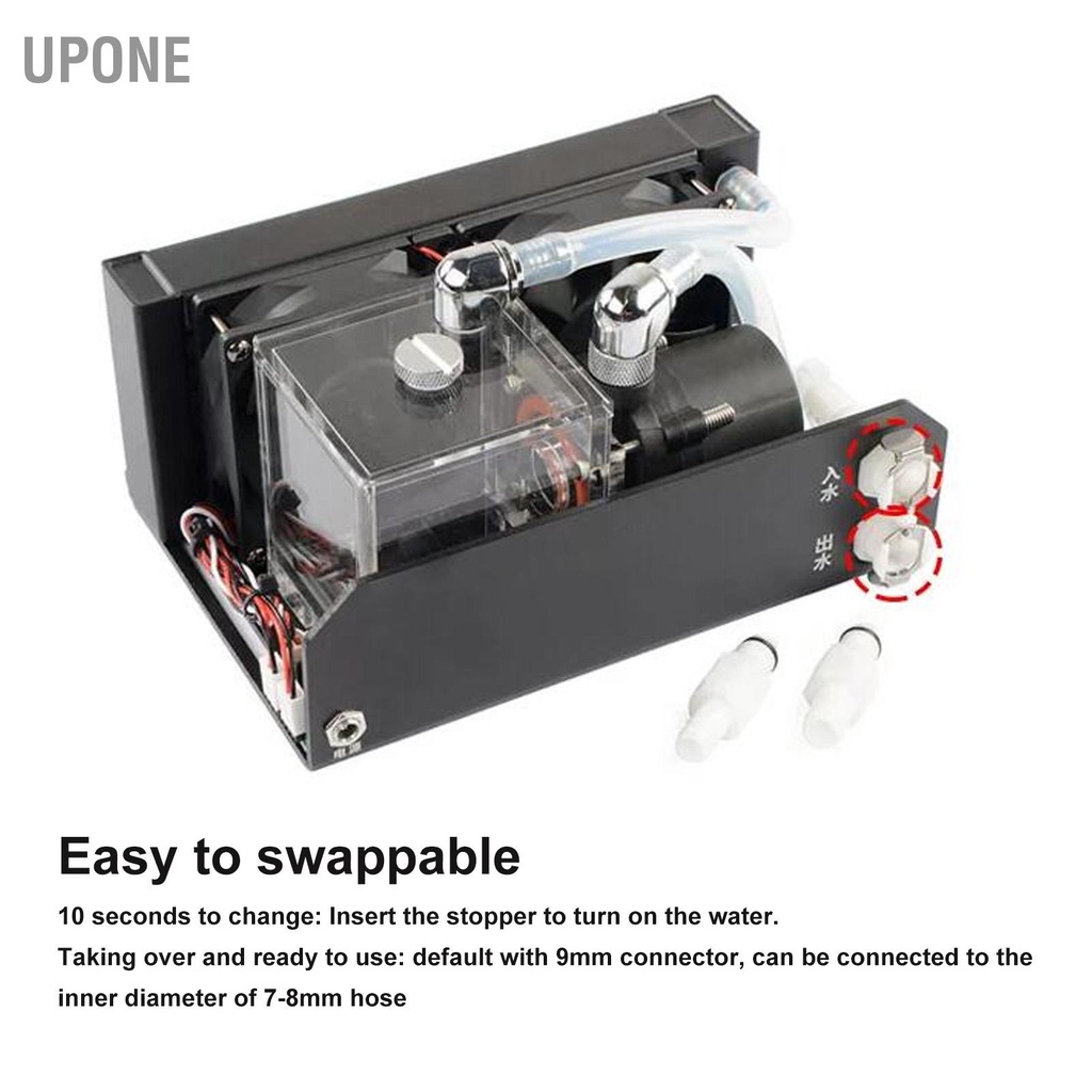 Máy bơm nước làm mát máy tính 12V G1/4 Giao diện ren Vỏ hợp kim nhôm Bộ tản nhiệt UPONE