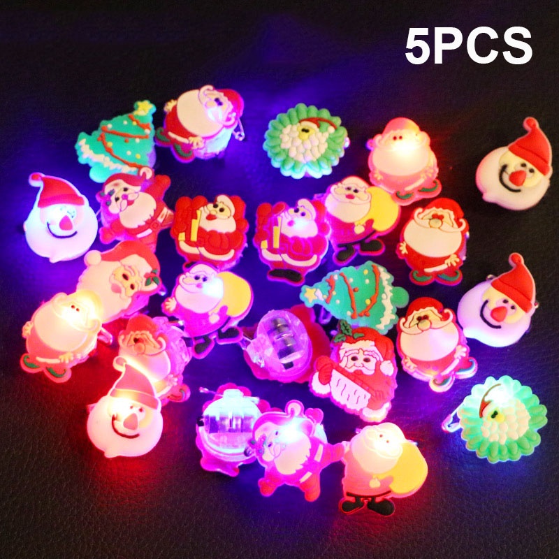 Set 10 / Bộ 10 Nhẫn Đèn led Giáng Sinh Hình Ông Già Noel Dễ Thương Cho Bé