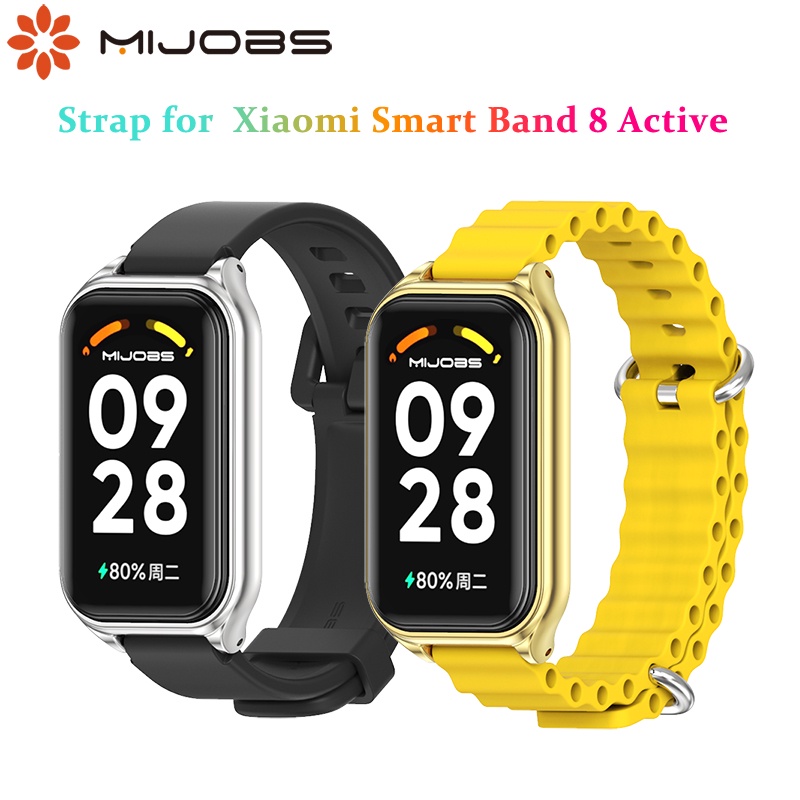 Mijobs Dây Đeo Silicon Thay Thế Chống Thấm Nước Thoải Mái Cho Đồng Hồ xiaomi band 8 active xiaomi ba