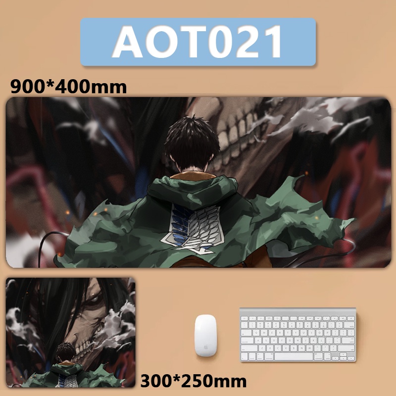 Miếng Lót Chuột Và Bàn Phím Cỡ Lớn In Hình attack on titan levi ackerman eren jaeger mikasa
