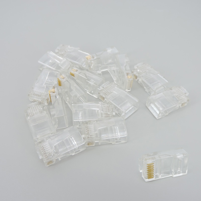 10 / 20 / 50 chiếc RJ-45 mô-đun cáp mạng pha lê phích cắm CAT-5 / 5e 8 lõi đầu nối mạng Ethernet mạ 