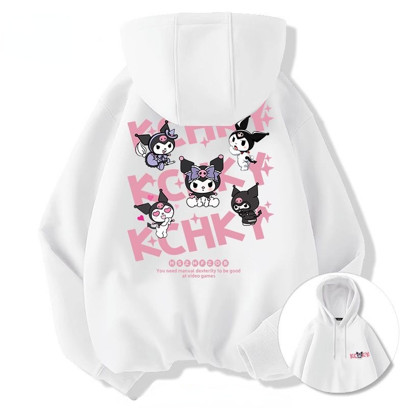 Hoạt Hình Áo hoodie Nữ Tay Dài Dáng Rộng In Hình kuromi Phong Cách Hàn Quốc