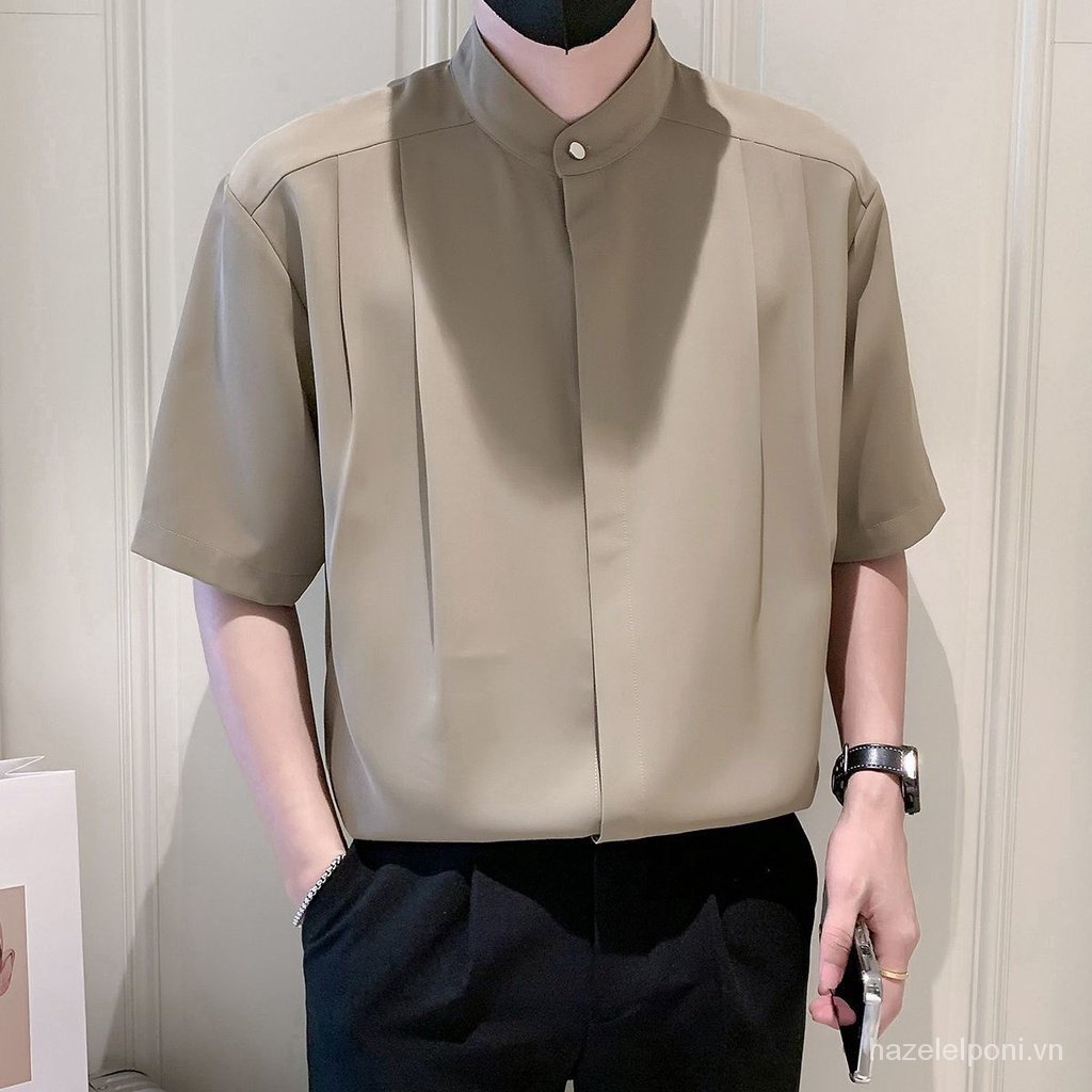 Áo Khoác Vest Tay Ngắn Cổ Đứng Thời Trang Công Sở Cho Nam