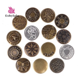 Eshylala 1 Bộ Nút Quần Jean 17mm Không Đường May Tháo Rời Được Kèm Ốc Vít Thay Đổi Kích Thước Eo [Mới]